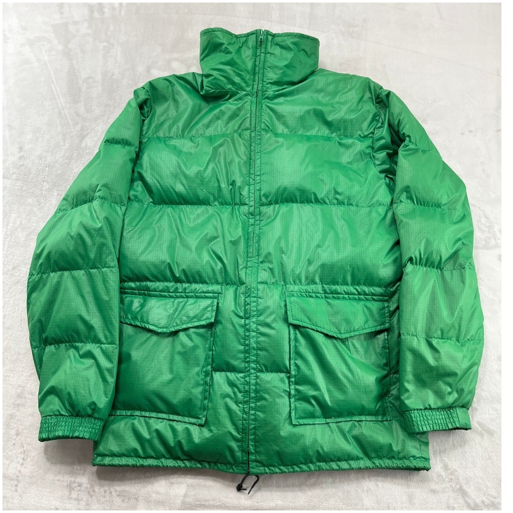 Vtg Ski Daddle Puffer Jacket Men XL Green Down Fill Ripstop Hooded Retro M-997